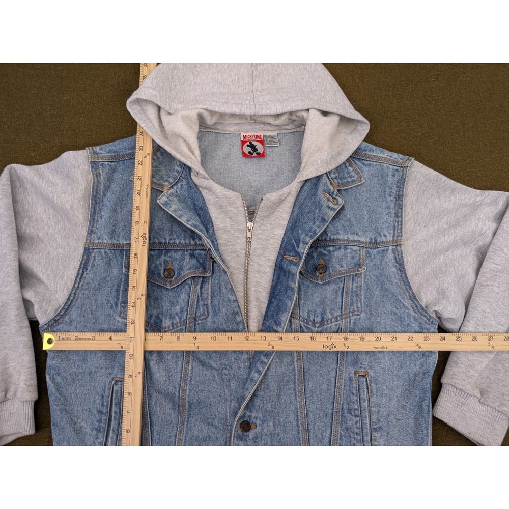 Vintage Rare 90's Mickey Inc Mickey Mouse Denim Hoodie Jacket Size XL - Picture 7 of 12